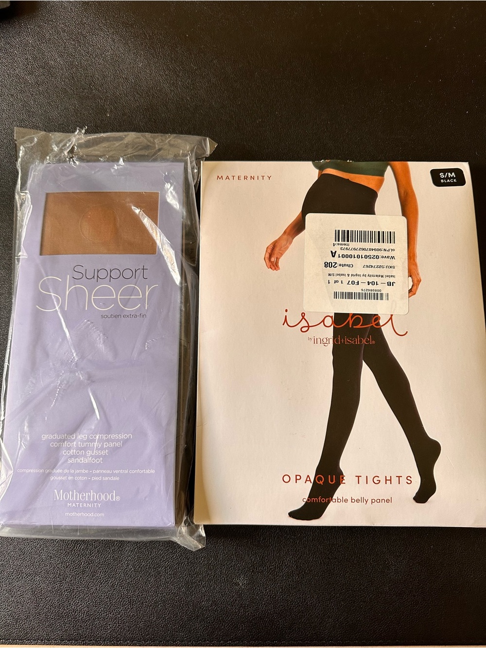 Motherhood Maternity Support Sheer + Isabel Opaque Black Tights Duo NWT